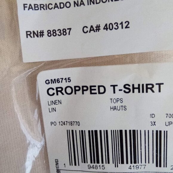 Adidas 100% Cotton Short Sleeve Crop Top Linen Color Women's Size US 3X - Picture 11 of 16